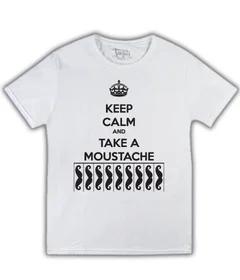 Прикольные футболки: Keep Calm and Take a Moustache на белой